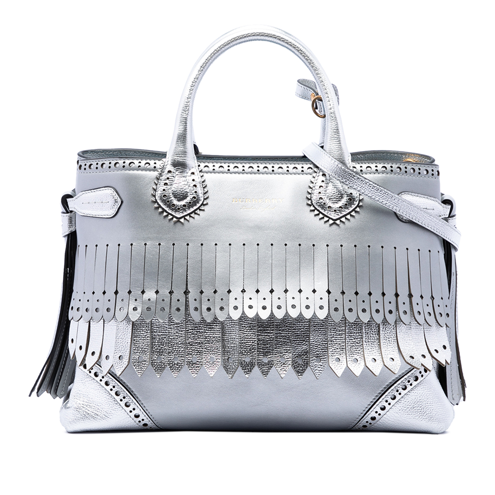 Pre-Loved Burberry Medium Metallic Leather Brogue Banner Satchel